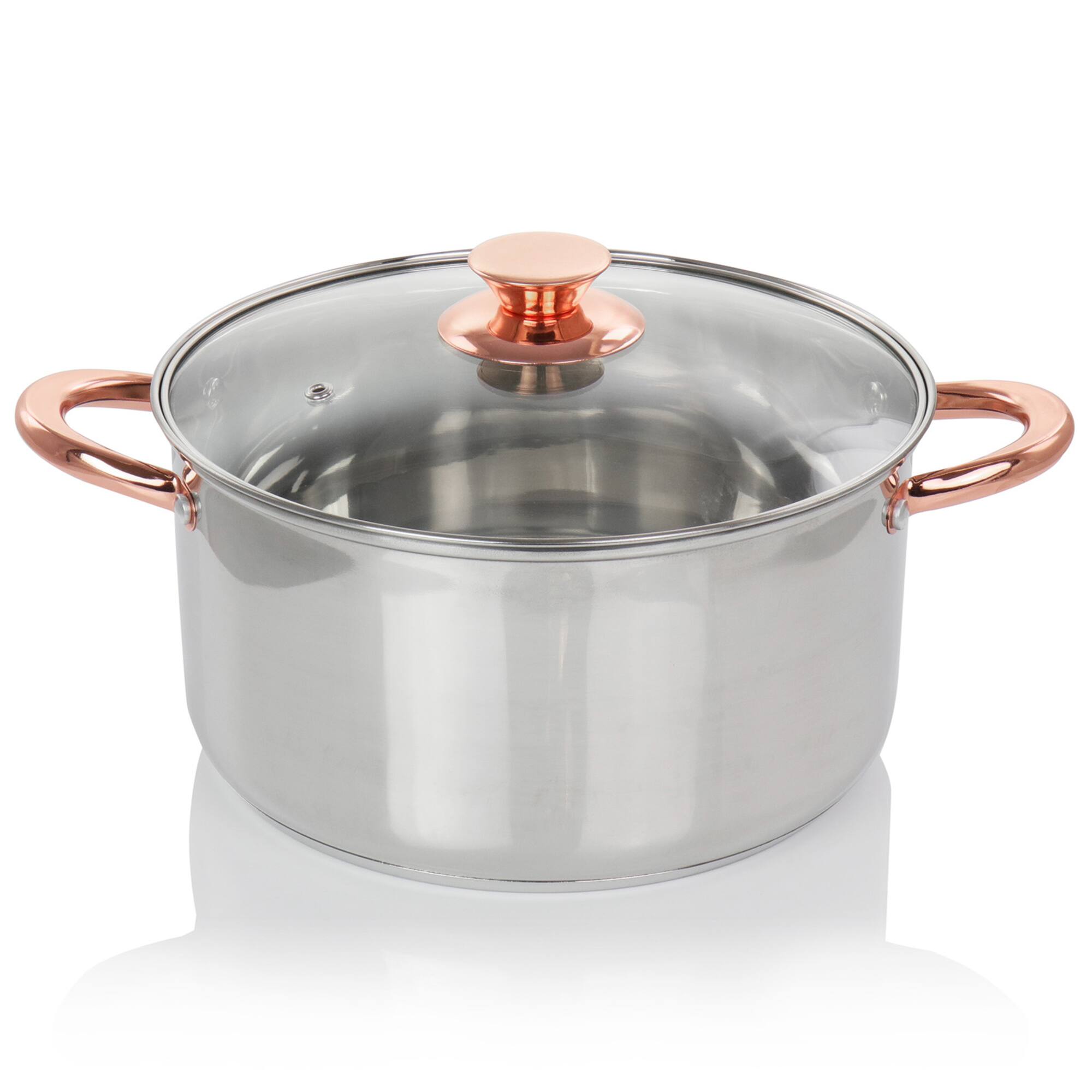 Gibson Home® Ansonville 8-Piece Stainless Steel Cookware Set with Rose Gold Handles